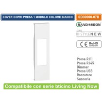 Cover Per Presa RJ11 - RJ45 - USB - RONZATORE - SUONERIA - DIMMER Bticino Living Now Compatibile Bianco