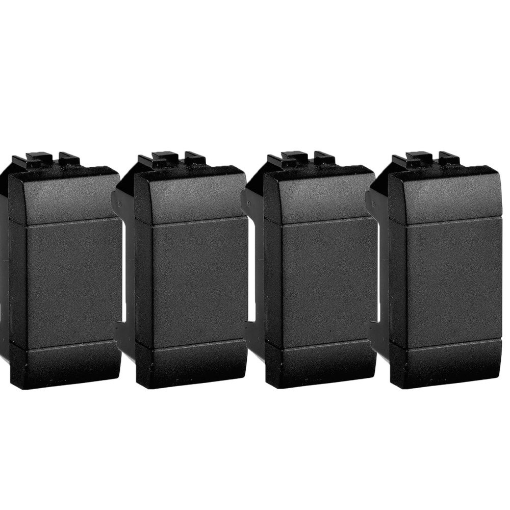 4 Pezzi Copriforo, Compatibile Serie Bticino Living Light e Living International, Ricambio Copri Presa, Nero