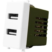 Kit 2 Pezzi Modulo Presa USB da muro 2 Porte USB 5V 2,1A,Colore Bianco, Compatibile Con Vimar Plana