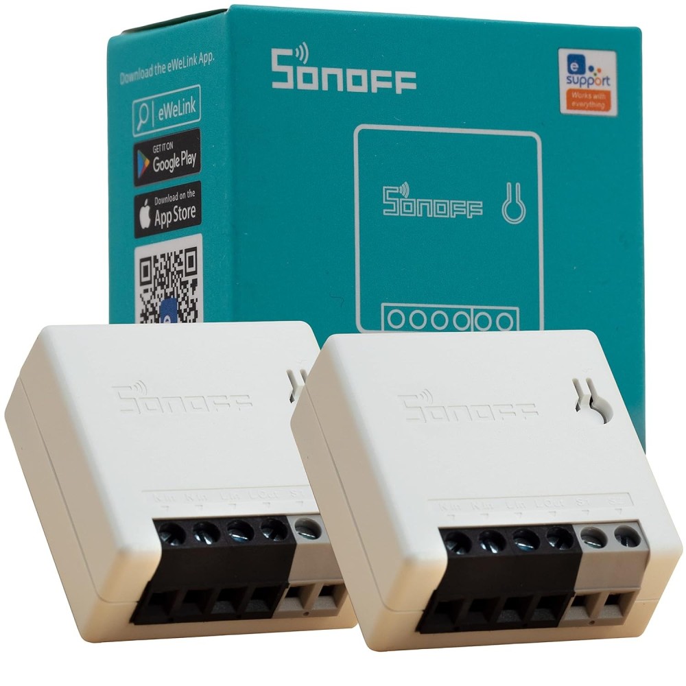 2PZ Sonoff R2 Mini Wifi Smart Home compatibile con Google, Alexa – per Automazioni Interruttori e Pulsante, Deviatore
