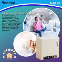 2PZ Sonoff R2 Mini Wifi Smart Home compatibile con Google, Alexa – per Automazioni Interruttori e Pulsante, Deviatore