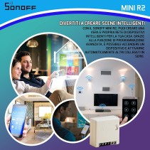 2PZ Sonoff R2 Mini Wifi Smart Home compatibile con Google, Alexa – per Automazioni Interruttori e Pulsante, Deviatore