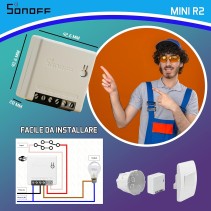 2PZ Sonoff R2 Mini Wifi Smart Home compatibile con Google, Alexa – per Automazioni Interruttori e Pulsante, Deviatore