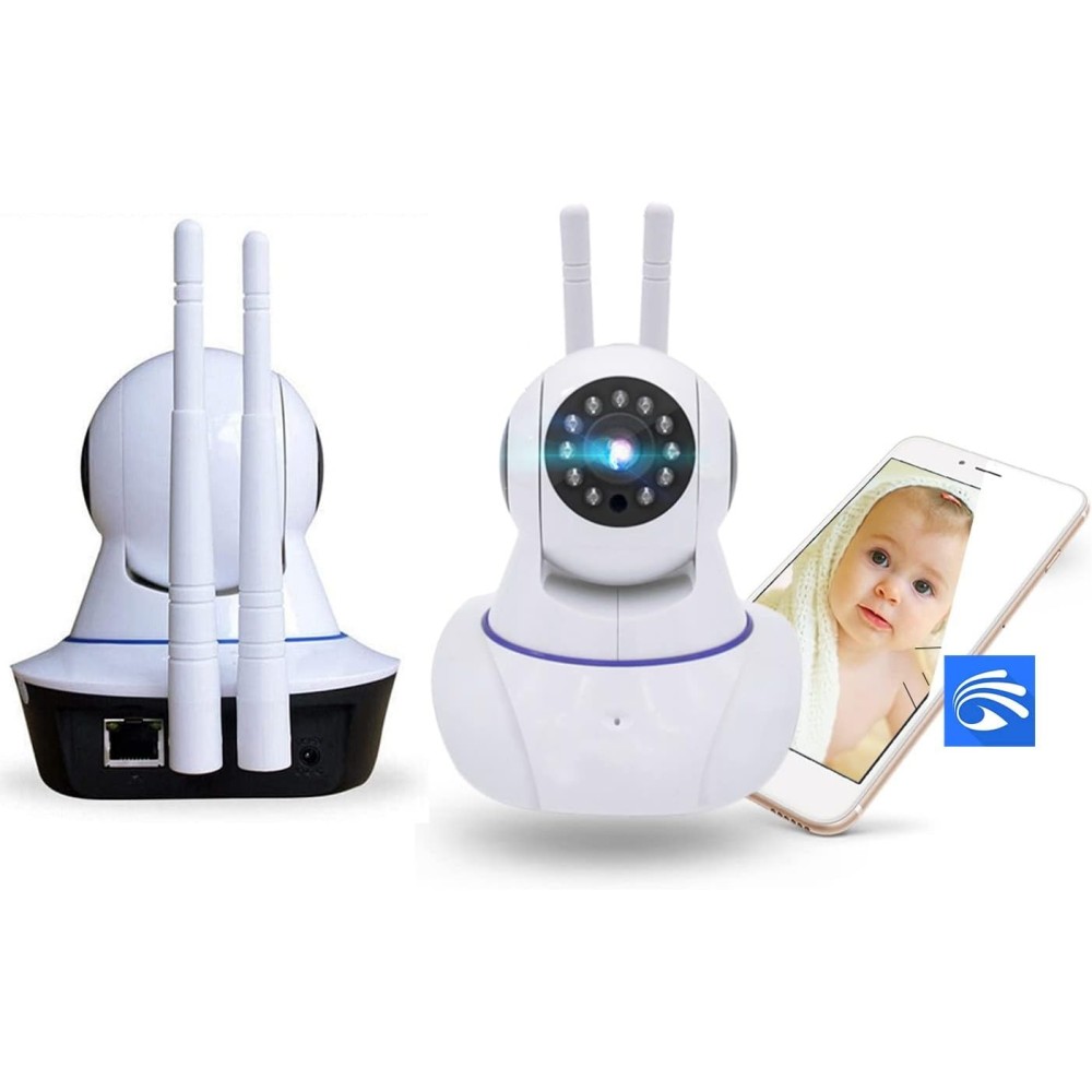 KIT 2 Telecamere IP CAMERA WI-FI HD 720p Motorizzata infrarossi Allarme Movimento Ambiente Interno con App YOOSEE